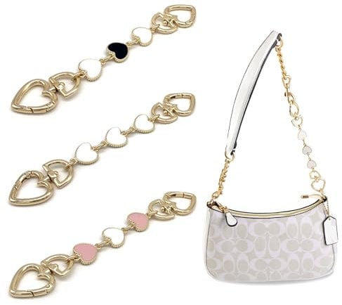 TYXHXTF 3 Stück Taschen Verlängerungsketten 17CM, Liebe Taschenriemen, DIY Deko Taschenkette, für Handtaschen Brieftasche Shoulder Bag