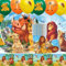 El Rey Le-ón Vajilla para Fiestas, Cubiertos Fiesta El Rey L-eón,Decoraciones de Cumpleaño Globo Platos Tazas Servilletas de Suministros de Fiesta （53PCS 10 personas）