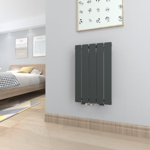 T&K Heizkörper Flach 630x385mm Anthrazit Einlagig Design Heizkörper, Horizontal Moderne Paneelheizkörper Badheizkörper