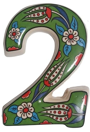 Ceramic house numbers with tulip design and several colors (Green, 2)