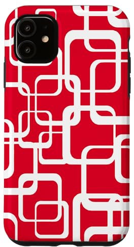 Hülle für iPhone 11 Retro MCM Quadratisches Motiv Vintage Muster 6 Rot