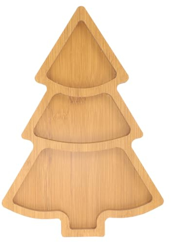 Homoyoyo Christmas Tree Shaped Wooden Serving Platters Decorative Wood Serving Tray Wood Platter Christmas Tree Tray Decorative Appetizer Cheese Sandwich Plates Charcuterie Board 10.89X7.66X0.47In
