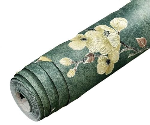 QIUSHIBO Tapeten Retro Non-Woven Self-Adhesive Wallpaper Rustic Vine Flower Wall Papers Thickening Peel and Stick Wall Stickers vliestapete(8804-6,1mx53cm)