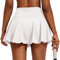 PINSPARK Tennisrock Damen Plissiert Tennis Skort Hohe Taille Golfrock mit Innenhose Shorts Faltenrock Sport Minirock Workout Laufen Rock mit Taschen Weiß XL