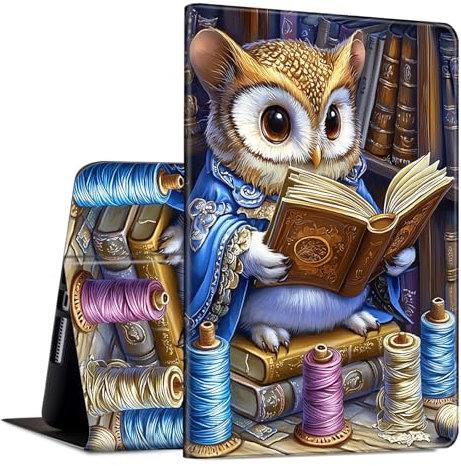 Case for All-New Amazon Kindle Fire HD 8 & 8 Plus Tablet(12th/10th Generation, 2024/2022/2020 Release) 8 Slim PU Leather Adjustable Multi-Angle Smart Shell Cover with Auto Wake/Sleep, Owl Book