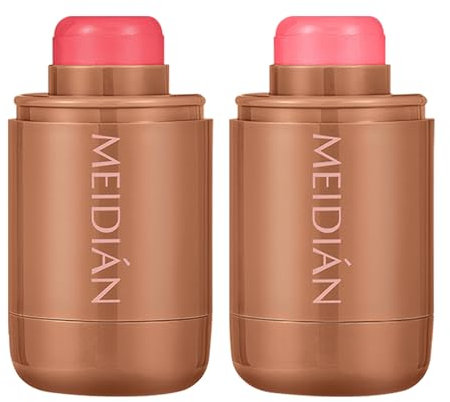 Pocket Blush Stick 2 Stück Natürlicher Matter Rouge-Stick Leicht und Baubar Matt Glatt Intensive Farbe Creme Rouge Stick Feuchtigkeitsspendende Formel Geeignet für Wangen Augen und Lippen