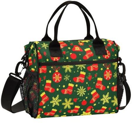 Fiambrera de Navidad con correa para el hombro, bolsa de almuerzo para adultos, lonchera para universidad, tamaño S, lonchera para mujer adulta