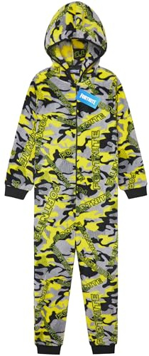 Get Trend Fortnite Onesie for Boys Teens 7-16 Years, Hooded Fleece Jumpsuit Pyjamas, Cosy PJs Loungewear, Gamer Gifts for Boys (7-8 Years, Yellow Camo Fortnite)