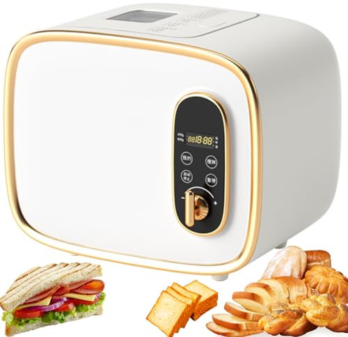 Brotbackautomat, 600-g-Brotmaschine mit automatischem Teigkneten, 15-Stunden-Reservierung, 1-Stunden-Warmhaltung, Antihaftbeschichtung, vollautomatisches Backen, Brotbackautomat für glutenfreien Teig