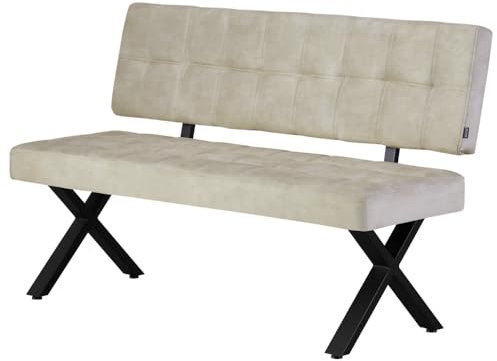 B&D home Sitzbank Karen gepolsterte Esszimmerbank 140 cm Polsterbank für Esszimmer, Garderobe, Küche Industrial modern Design Grau, 11314-140-GRAU