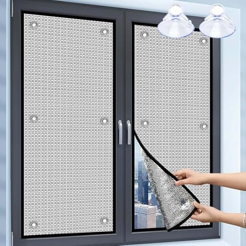 Sonnenschutzfolie 99％ Sichtschutz 8mm Doppelte Aluminiumblasen-isolier Fensterfolien Wärmeisolierung Fensterfolie für Glasfenster, 30cm-200cm Heimbüro Reflektierende Fensterfolie(75x80cm)