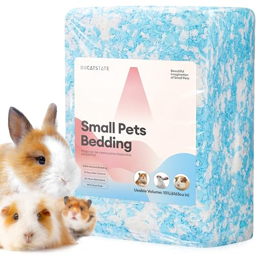 BUCATSTATE Lecho para Hámsteres 101L, Camas para Conejos Animales Pequeños, Ratones, Jerbos, Roedores, Control de Olores, Natural Lecho de Papel Súper Absorbente, 99,9% Libre de Polvo