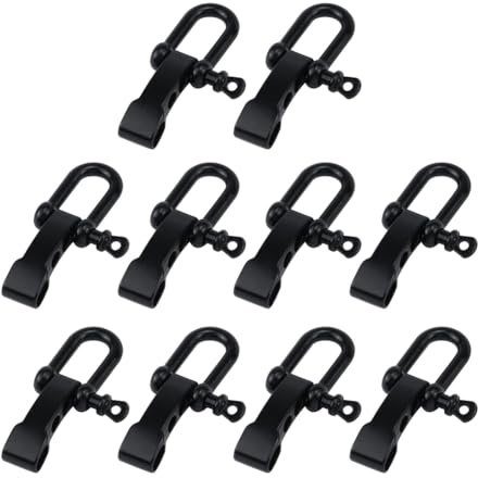 Correa 10 Piezas de Hebilla de Grillete de Pulsera de Paracord, de Grillete de de Clip de Grillete D Ajustable para Pulsera de Supervivencia Negro
