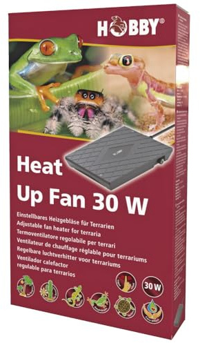 Hobby Heat Up Fan 30W I terrarium terrarium terrarium, chaleur uniforme et circulation d'air pour les reptiles, chauffage à économie d'énergie de terrarium avec ventilateur, système de chauffage sûr