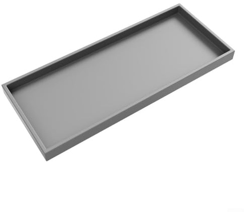 Wasserdichtes Silikon-Badezimmer-Tablett für organisierte Arbeitsplatte, bruchsicher und leicht zu reinigen (grau, 30 x 12,5 cm)