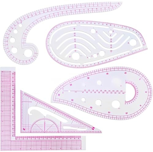 Luxorium 5-teiliges Schneiderlineal-Set – Kurvenlineal, metrisches Schneiderlineal für Schnittmuster, Zeichnen, Messen, Kleidung und DIY