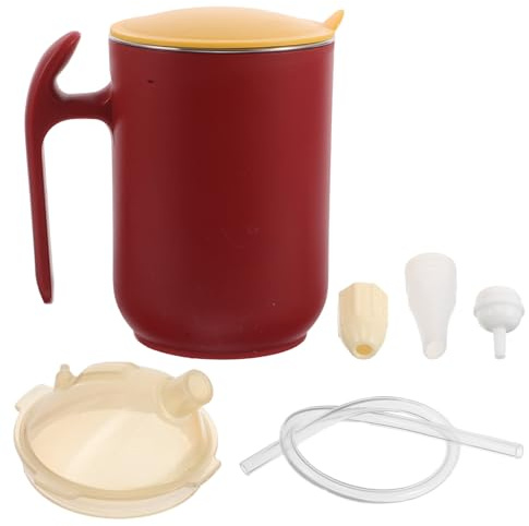 minkissy Gobelet Anti-déversement Paille pour Personnes Âgées et Patients Alités, 400 Ml, Couleur Rouge Foncé, Tasse Pratique pour Handicapés et Femmes Enceintes, Aide à L'hydratation