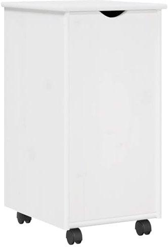 vidaXL Rollschrank Mit Rad Weiß 34 x 39 x 65,5 cm Massivholz Kiefer