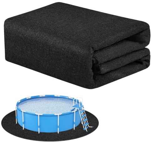 Yuragim Tapis de piscine rond de 305 cm - Tapis de protection prédécoupé pour piscines hors-sol et jacuzzi - Empêche les trous et prolonge la durée de vie
