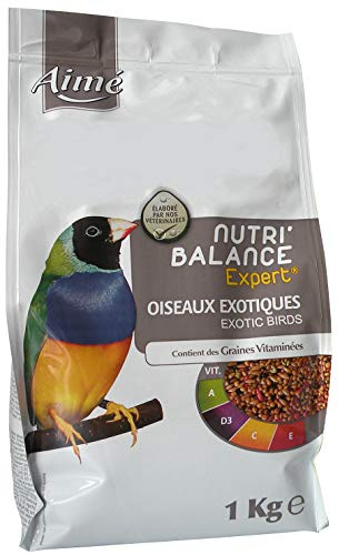Aimé Aime Nahrung für exotische Vögel, Nutri'Balance Expert, Menü für exotische Vögel, Beutel mit 1 kg