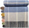 STTS International Kaschmir Decke Wolldecke Wohndecke 100% Wolle - Kaschmir - Mix 140 x 200 cm sehr weiches Plaid Kuscheldecke Faro (Hellblau-Grau-Weiß (Karo))