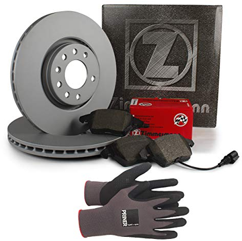 Inspektionspaket Zimmermann Bremsen Set inkl. Bremsscheiben Ø 256 mm und Bremsbeläge für vorne, 100% passend für Ihr Fahrzeug, inkl. Priner Montagehandschuhe, AN168