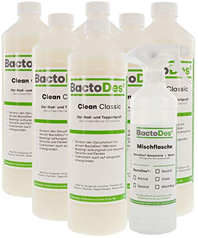 BactoDes - Clean Allround CLASSIC probiotischer Allzweckreiniger 6L Konzentrat mit Sprayflasche - Spezial Enzymreiniger mit bio Mikroben-Wirkung - Effektiver Geruchsneutralisierer & Geruchsentferner