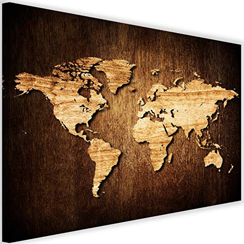 Feeby Bild als Pinnwand Weltkarte Poster Pinnwand Landkarte Retro Vintage braun 90x60 cm