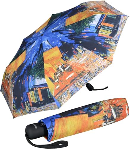 Doppler Damen Taschenschirm mit Auf-Zu-Automatik Magic Mini Cafeterrasse