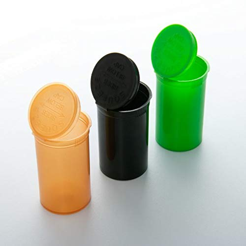 Pop Top Squeeze Container Pots 19 Dram Vial Bottle - Black - x50