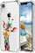 MAYCARI Cute Painting Giraffe Case Clear for iPhone X/XS, Art Animal Design Transparent Shockproof Hard PC Back + TPU Soft Bumper with Air Cushion Protective Phone Cover Giraffe Gift