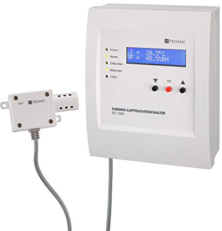 TLF1000 Temperatur-Luftfeuchteschalter inkl. Sensor, Thermostat, Hygrostat, 230V