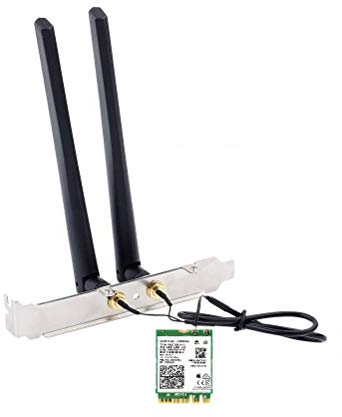OKN Adattatore WiFi 6 AX200 802.11ax WiFi Scheda Rete 2400Mbps 5GHz e 574Mbps 2.4GHz modulo wireless per desktop con Bluetooth 5.0, Windows 10 64bit e Linux, M.2/NGFF 2230, include antenne e staffe