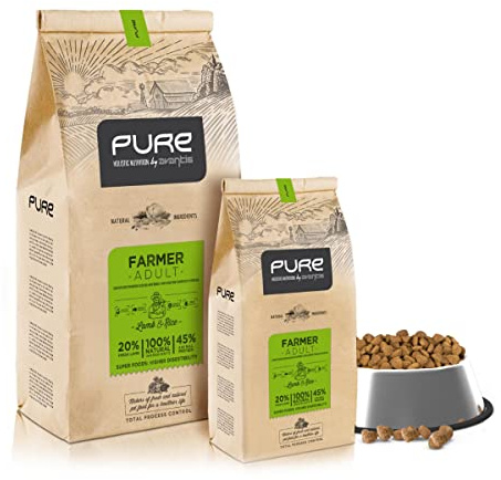 Avantis Pure Farmer Adult Futter für Erwachsene Hunde mittlerer und großer Rassen, 12 kg, 100% vollständiges und ausgewogenes Futter – sehr verdaulich mit Lamm