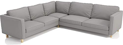 Der strapazierfähige Karlstad Ecksofabezug (2+3/3+2) aus Baumwolle ist maßgefertigt und kompatibel mit IKEA Karlstad Sektional-Schonbezug (hellgraue Baumwolle Karlstad)