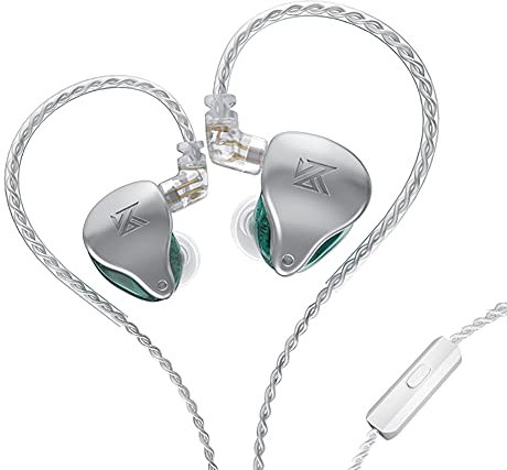 KZ-AST - Monitores in-ear, 24BA Configuración de nivel superior Auriculares estéreo HiFi, Etapa de aislamiento de ruido ligero, auriculares con cable IEM para músico audiófilo (con micrófono, verde)