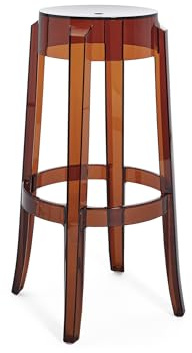 Kartell Charles Ghost, Set 2 sgabelli, H 75 cm, Ambra