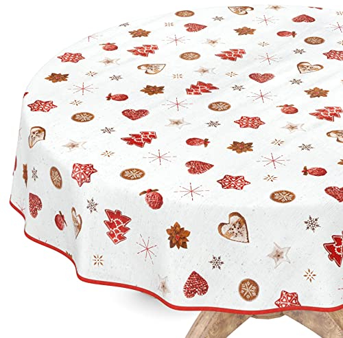 Tischdecke abwaschbar Weihnachten Wachstuchtischdecke Rund 140cm mit Saum (eingefasst) Silvester Wachstuch