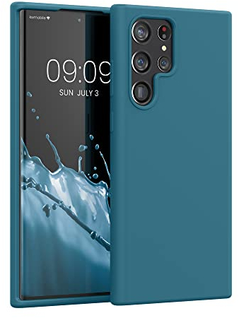 kwmobile Cover per Samsung Galaxy S22 Ultra Custodia - Back Case per Smartphone in Silicone TPU - Protezione Gommata - petrolio matt