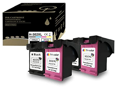 Amla 4 Stück Kompatibel Druckerpatronen 302XL mit HP 302XL HP 302 für HP Deskjet 1110 2130 2134 3630 3636 3638 3830 HP Envy 4511 4512 4520 4524 4526 4528 Officejet 3830 3832 3835 4650 4655 4658 5230