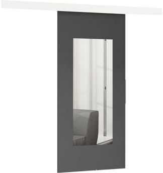 Mirjan24 Sistema di porte scorrevoli Multi VII con chiusura automatica, set completo per porte scorrevoli divisorie porte interne (grafite/specchio, modello 80.)
