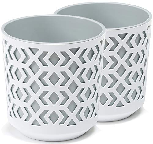 Tymar Blumentopf, 2er Set, runde Form, Übertopf (Weiß/Grau, ø 29cm)