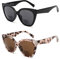 JM 2 Pack Classic Bifokal Lesebrillen Übergroße Cateye Stilvolle Sonnenbrillenleser für Damen Schwarz+Schildkröte +2.0