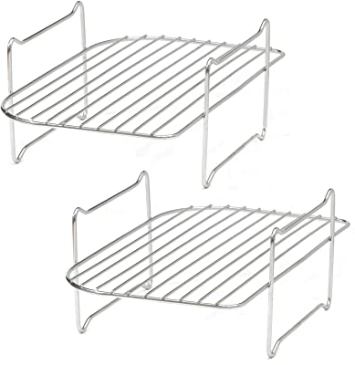 2 Stainless Steel 304 Reversible Multi Layer Racks compatible with the Instant Vortex Plus Dual Basket