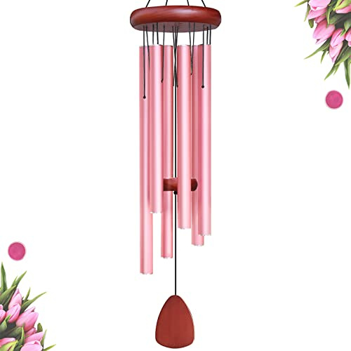 WENANA Großes Aluminium-Windspiel für draußen, geeignet für Outdoor, Garten, Terrassendekoration, personalisiertes Windspiel, geeignetes Erinnerungsgeschenk für verlorene Lieben (Rosa)