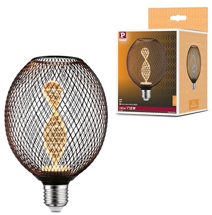 Paulmann 29086 Metallic Glow Edition Standard 230V LED Globe E27 Helix 3,5W 110lm 110mm Schwarz Metall 1800K