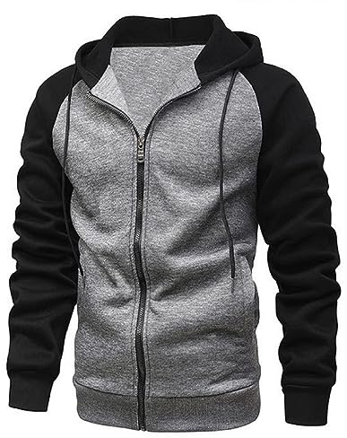 YawYews Sweatjacke Herren Zipper Hoodie Kapuzenjacke Herren Sweatjacke Mit Kapuze Sweatshirt Jacke Reißverschluss S-2XL