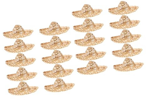 POPETPOP 20 STK Geflochtener Strohhut Wein Handgefertigter Strohhut Mexikanischer Hut Sombrero Mini-Craft-hüte Rattan- Zubehör Für Die Puppenherstellung Geburt Miniatur