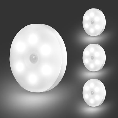 Combuh 3Pack Motion Sensor Light Indoor USB LED Rechargeable Stair Night Light Magnetic lamp for Cupboard Hallway Kitchen Wardrobe Color Changing 2CCT Round