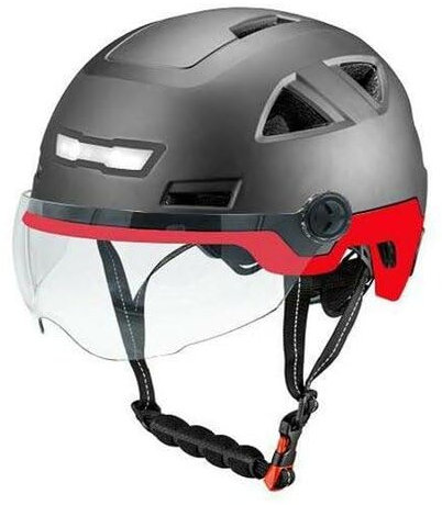 Vito E-Light Helm mit Visier Glanz schwarz rot für E-Bike / Speed Pedelec / Snorrad